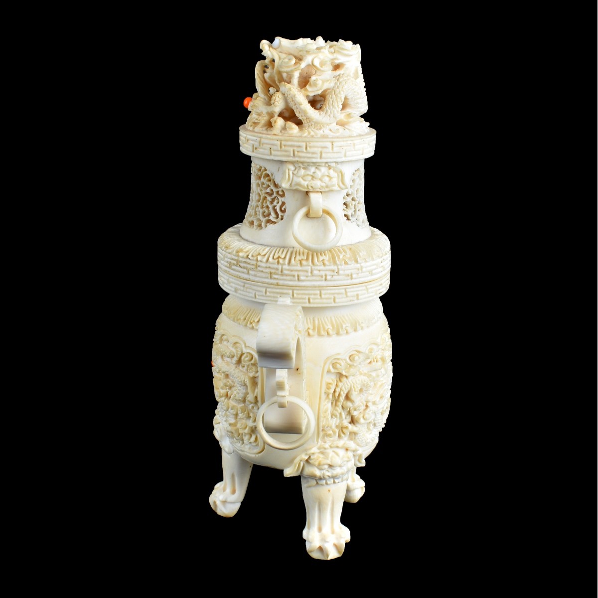 19th Century Chinese Carved Ivory Urn