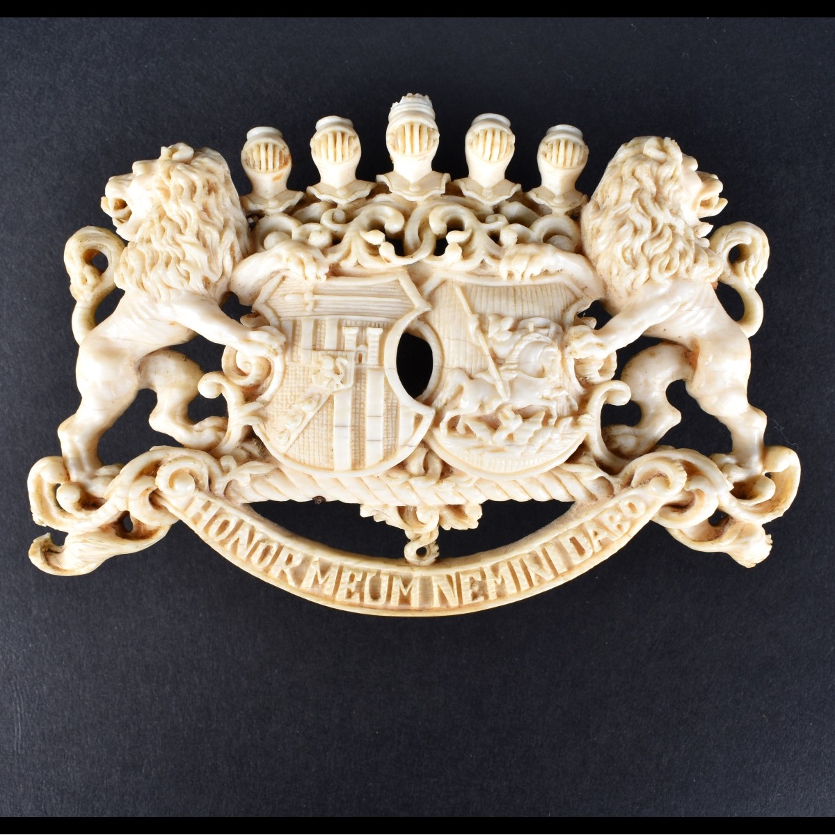 19th C. Continental School Ivory Coat of Arms