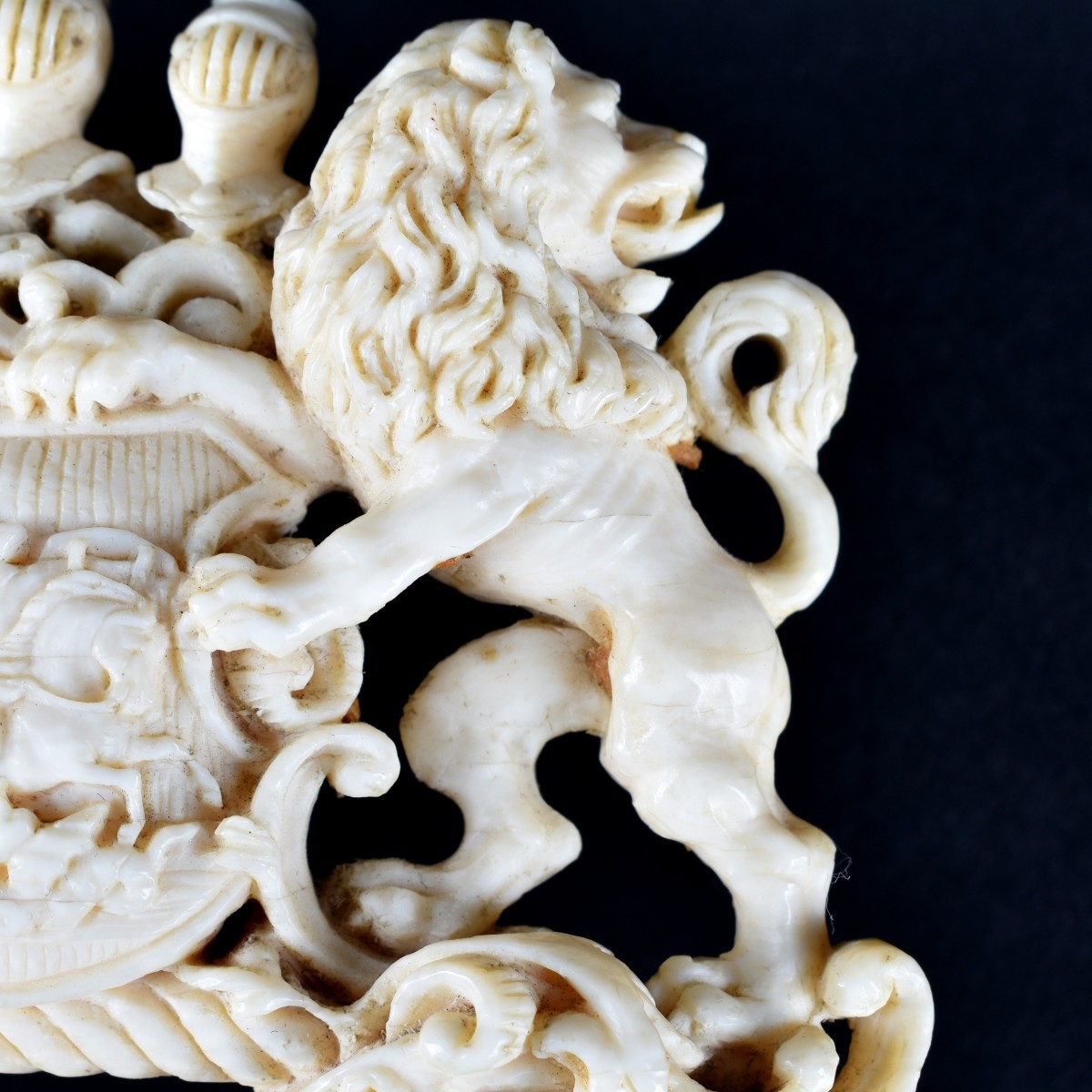 19th C. Continental School Ivory Coat of Arms