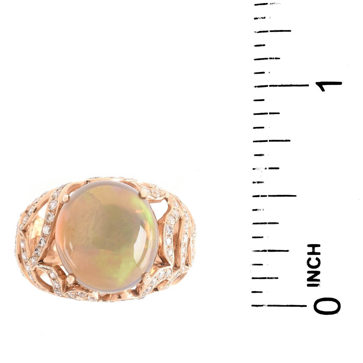 Opal, Diamond and 18K Gold Ring