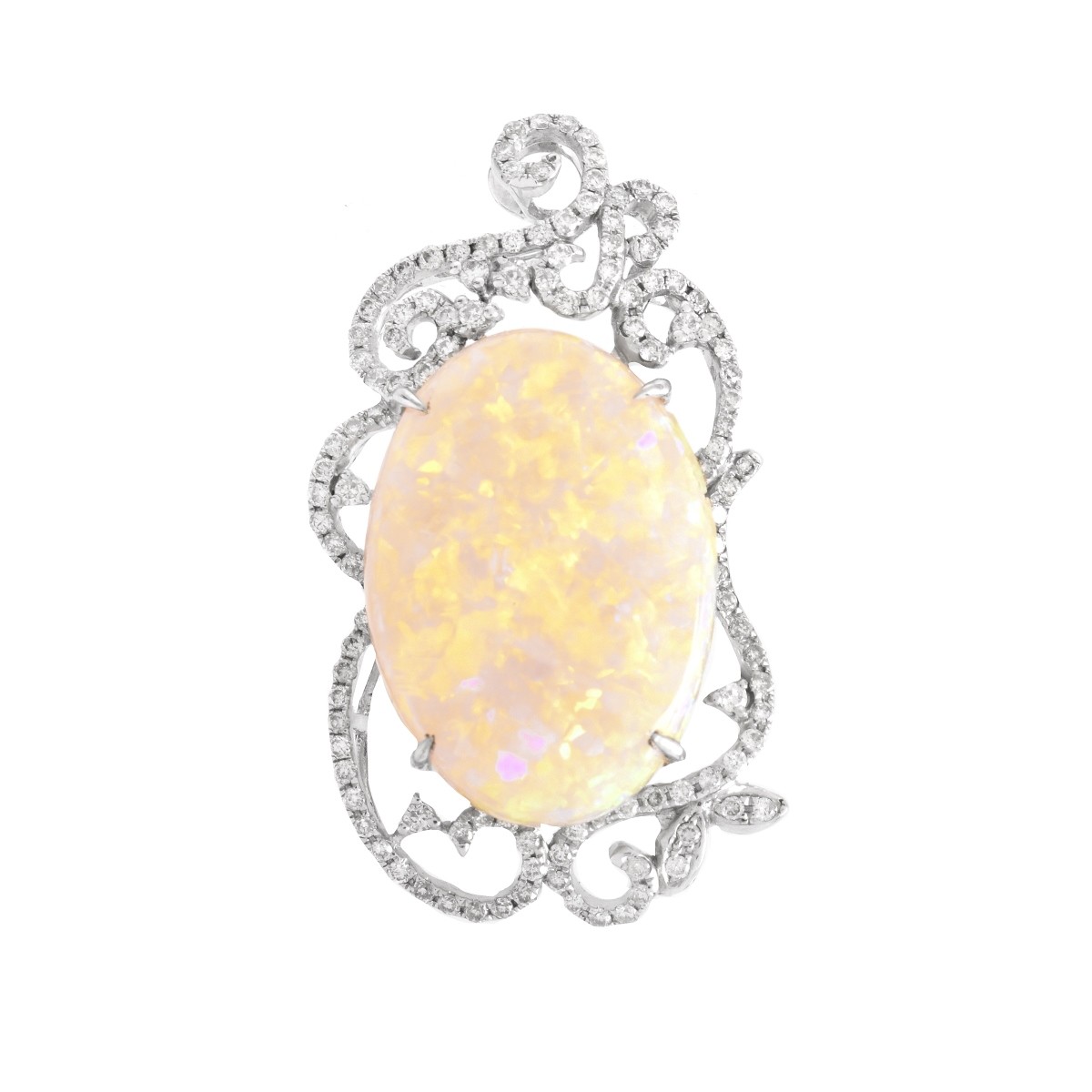 Opal, Diamond and 18K Gold Pendant