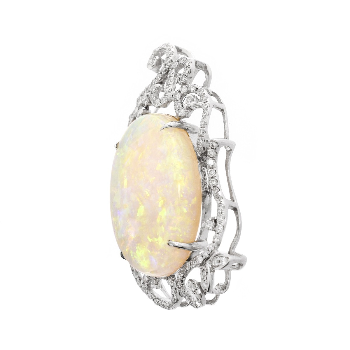 Opal, Diamond and 18K Gold Pendant