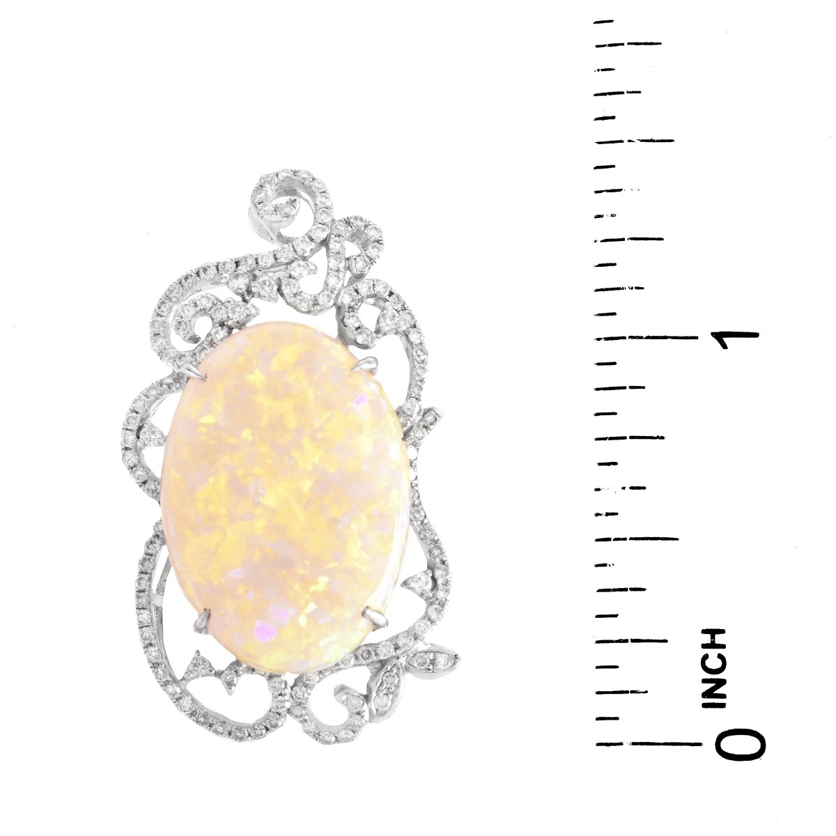 Opal, Diamond and 18K Gold Pendant