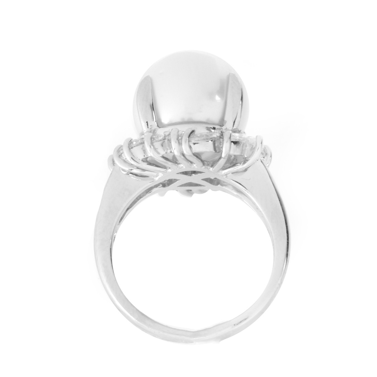 Pearl, Diamond and Platinum Ring