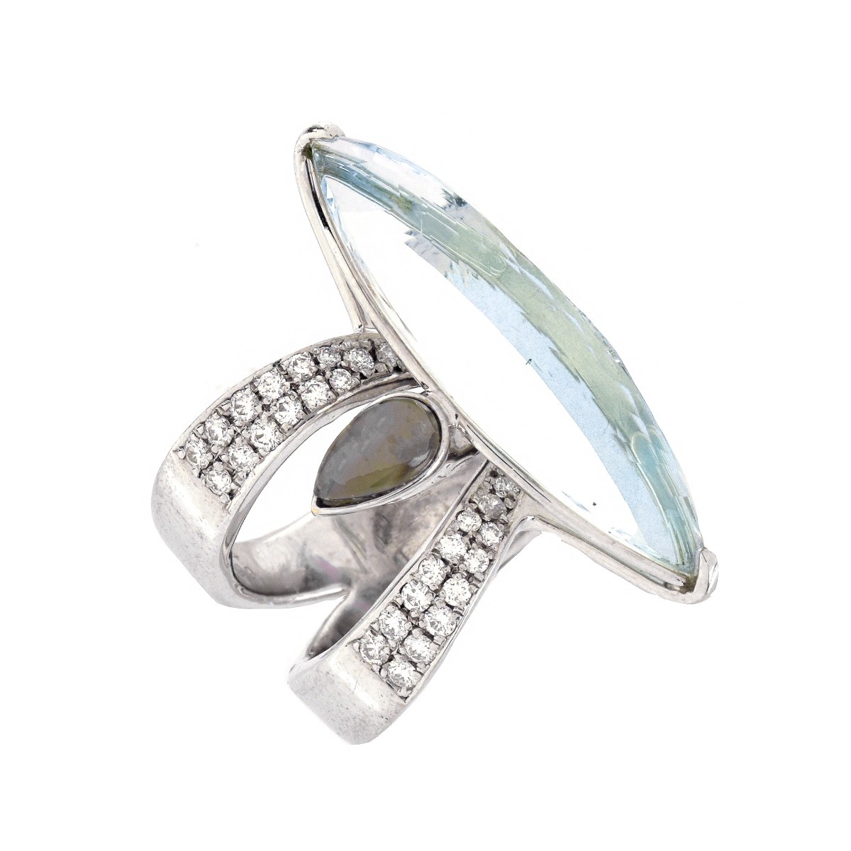 Aquamarine, Diamond and 18K Ring