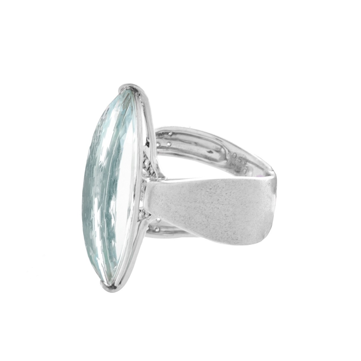 Aquamarine, Diamond and 18K Ring