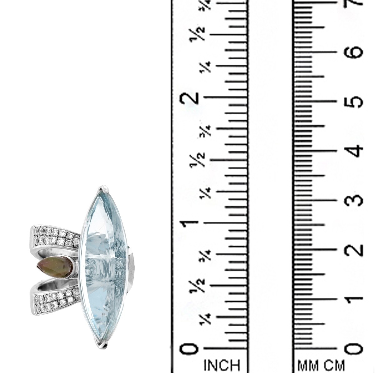 Aquamarine, Diamond and 18K Ring