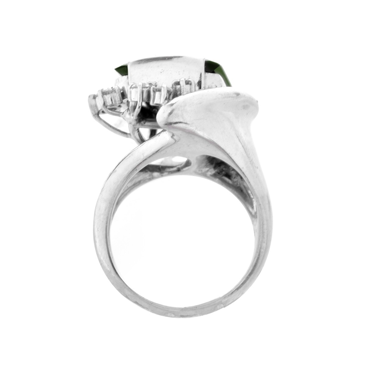 Tourmaline, Diamond and Platinum Ring