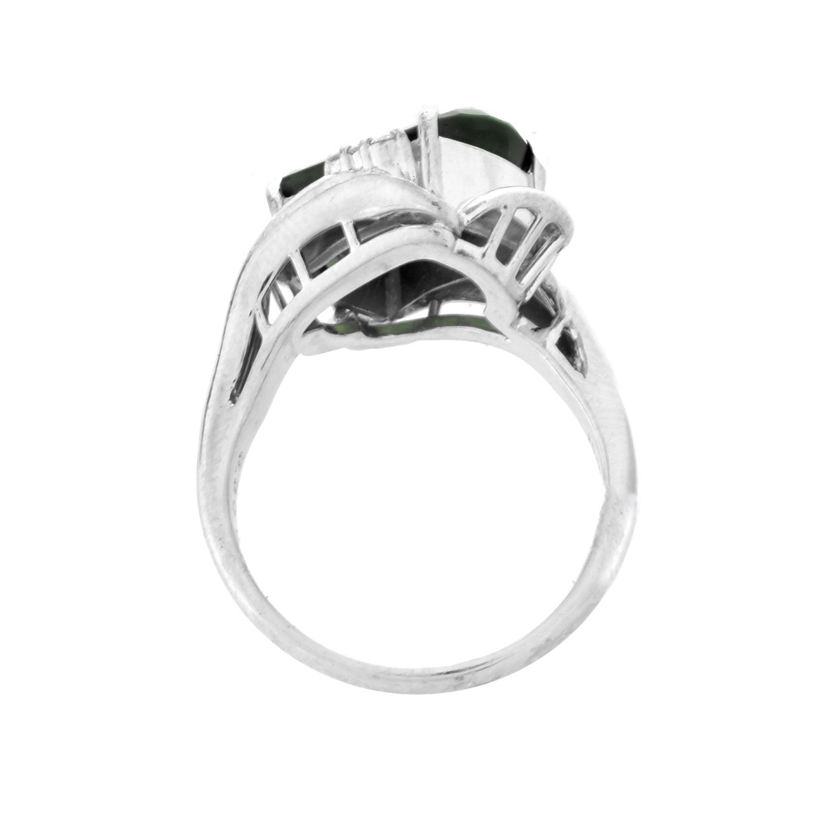 Green Tourmaline, Diamond and Platinum Ring