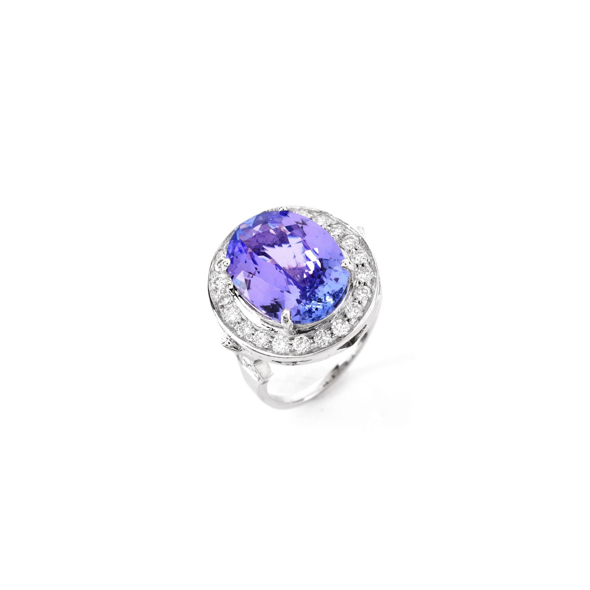 AIGL Cert. 7.0Ct Oval Cut Tanzanite .70 Ct Diamond