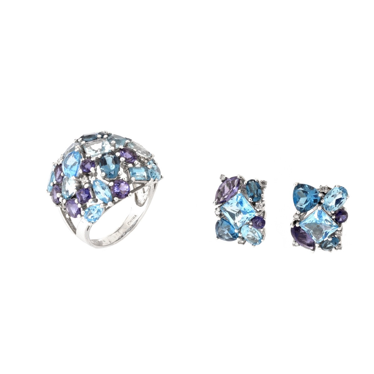 London Topaz Ring and Earring Suite