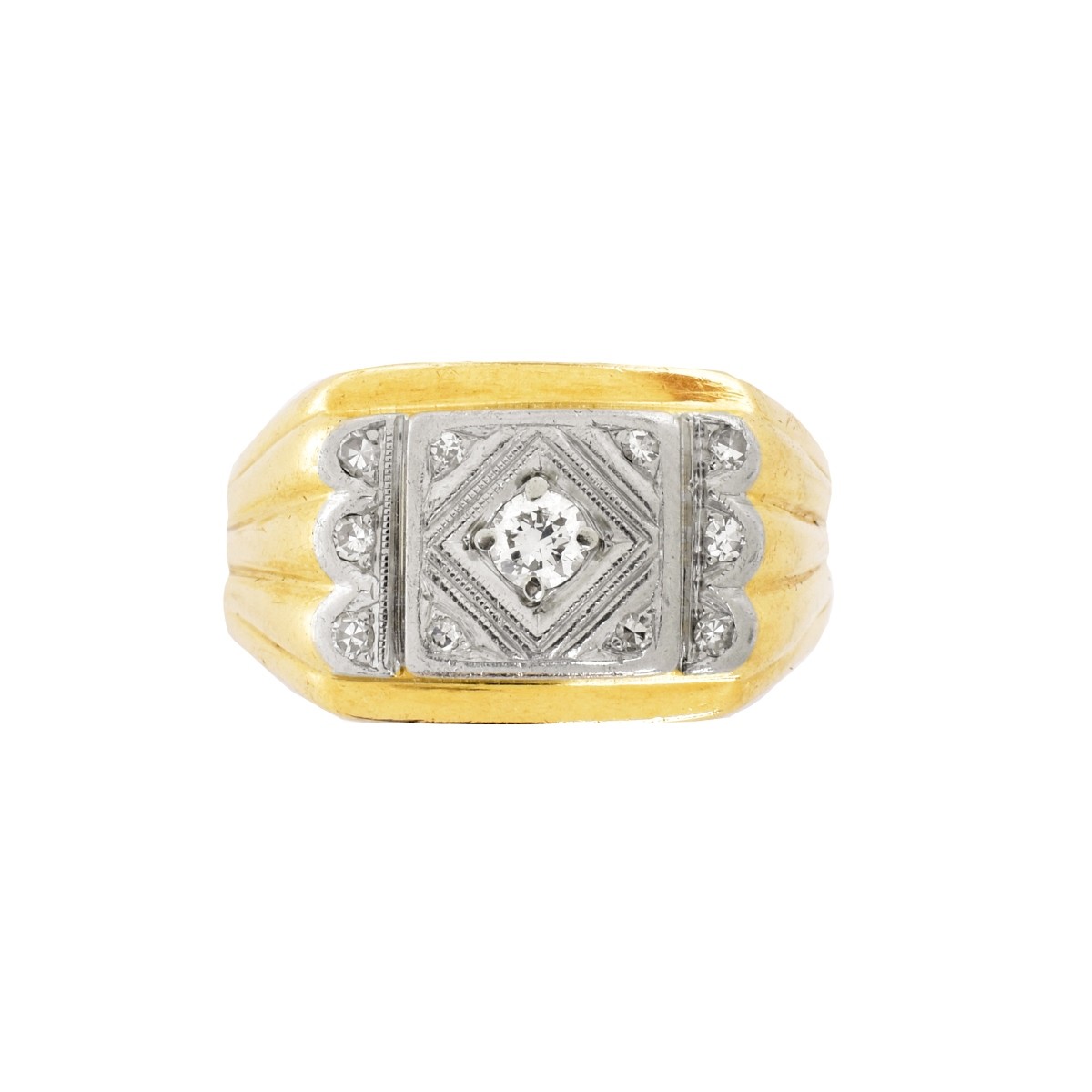 Man's Diamond and 14K Ring