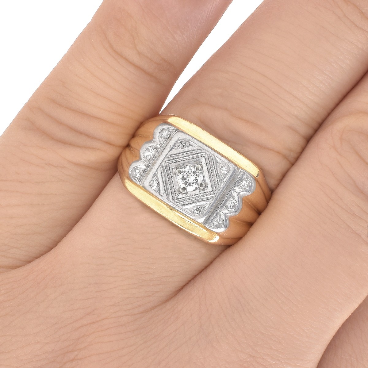 Man's Diamond and 14K Ring