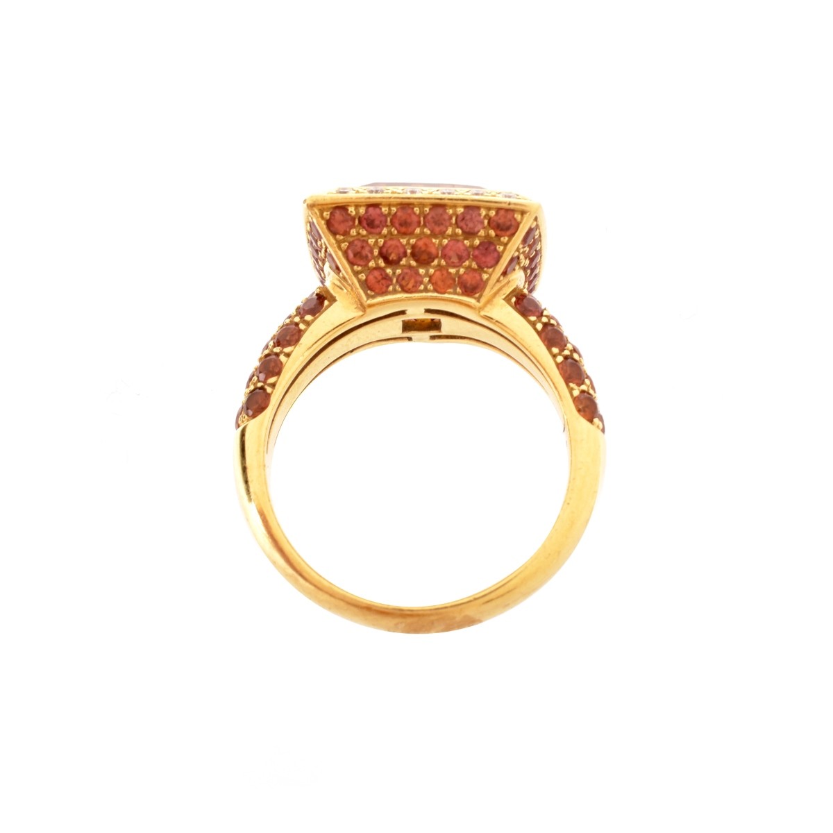 Vintage Citrine, Diamond and 18K Ring