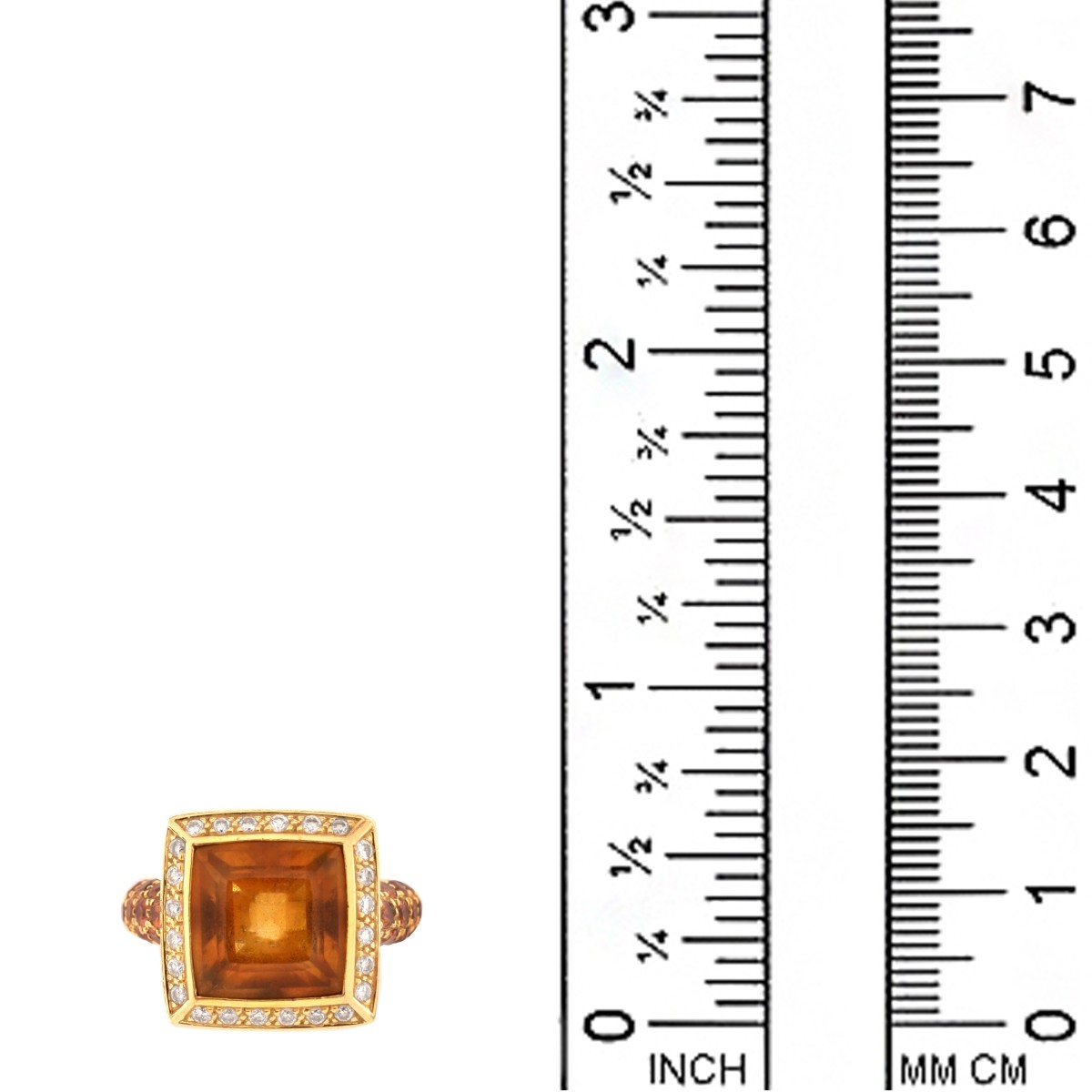 Vintage Citrine, Diamond and 18K Ring