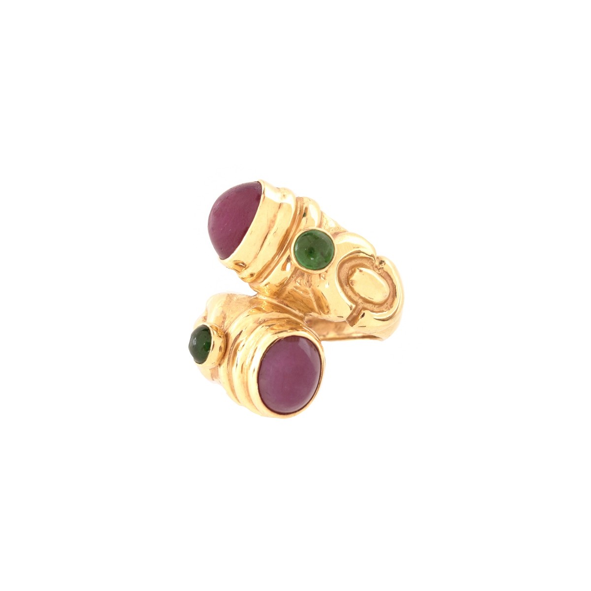 Vintage Ruby, Emerald and 14K Ring