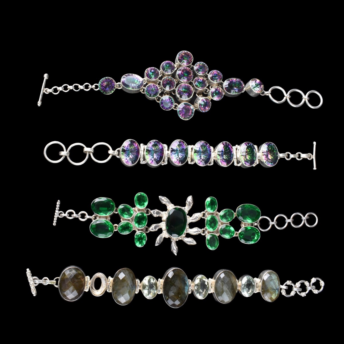 4 Sterling Silver and Gemstone Bracelets