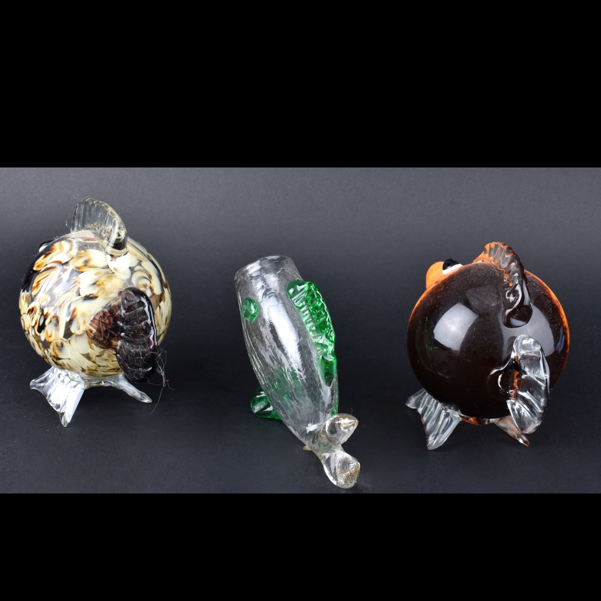 Grouping of Three (3) Murano Fish Figurines