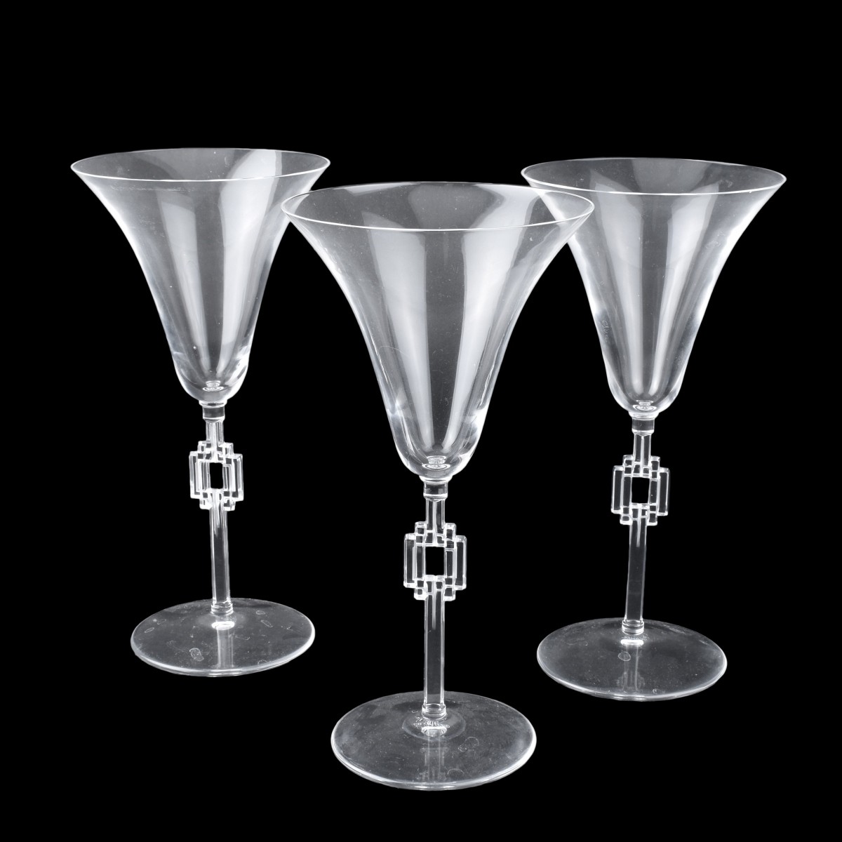 Three (3) Lalique "Tosca" Crystal Water Goblets