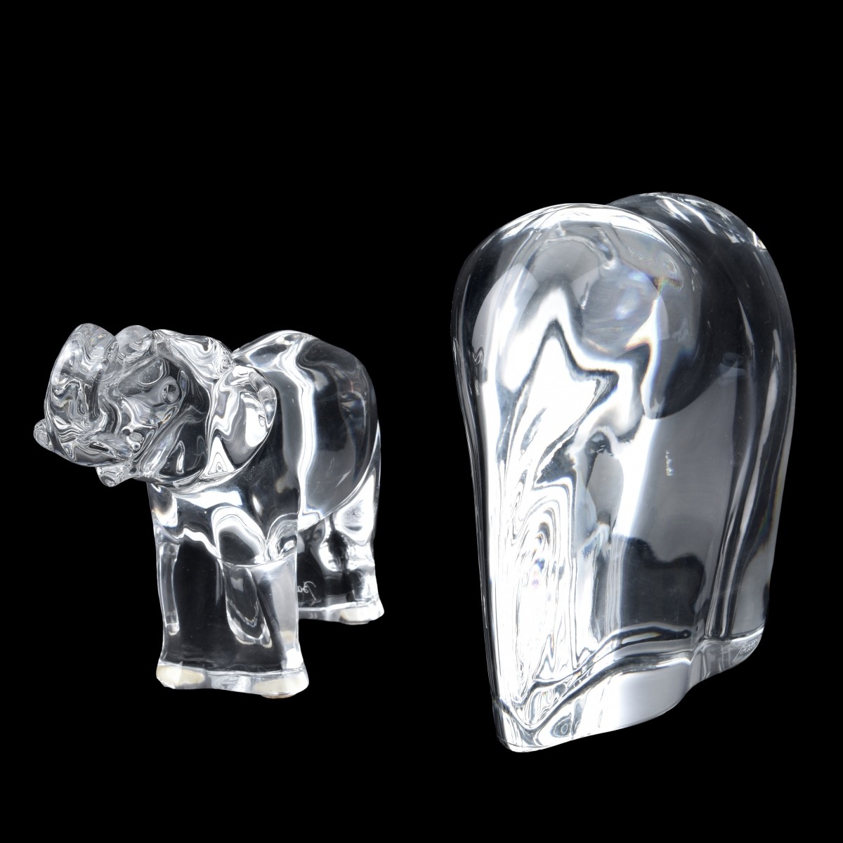 Two (2) Baccarat Crystal Elephant Figurines