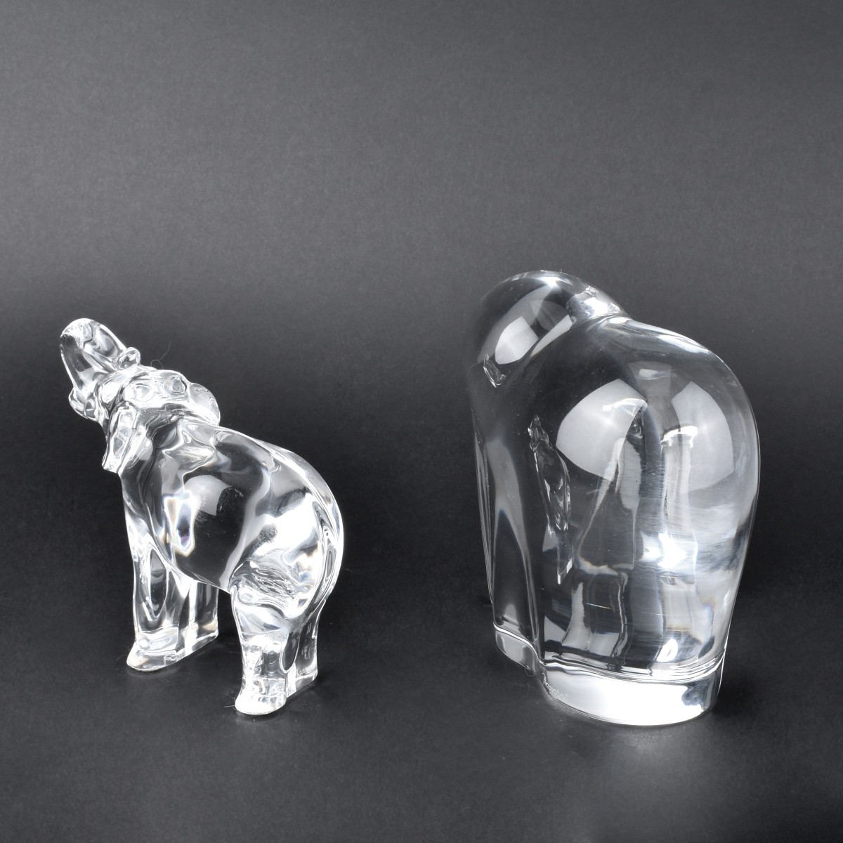 Two (2) Baccarat Crystal Elephant Figurines