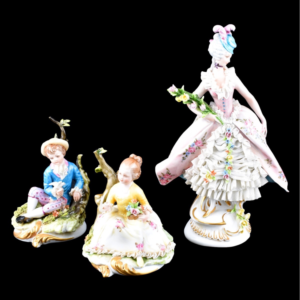 Three (3) Vintage Capodimonte Figurines