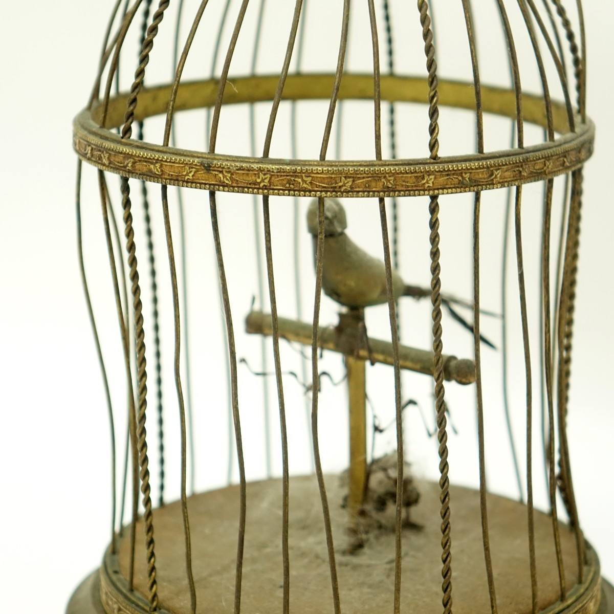 Antique French Gilt Bronze Automation Bird In Cage