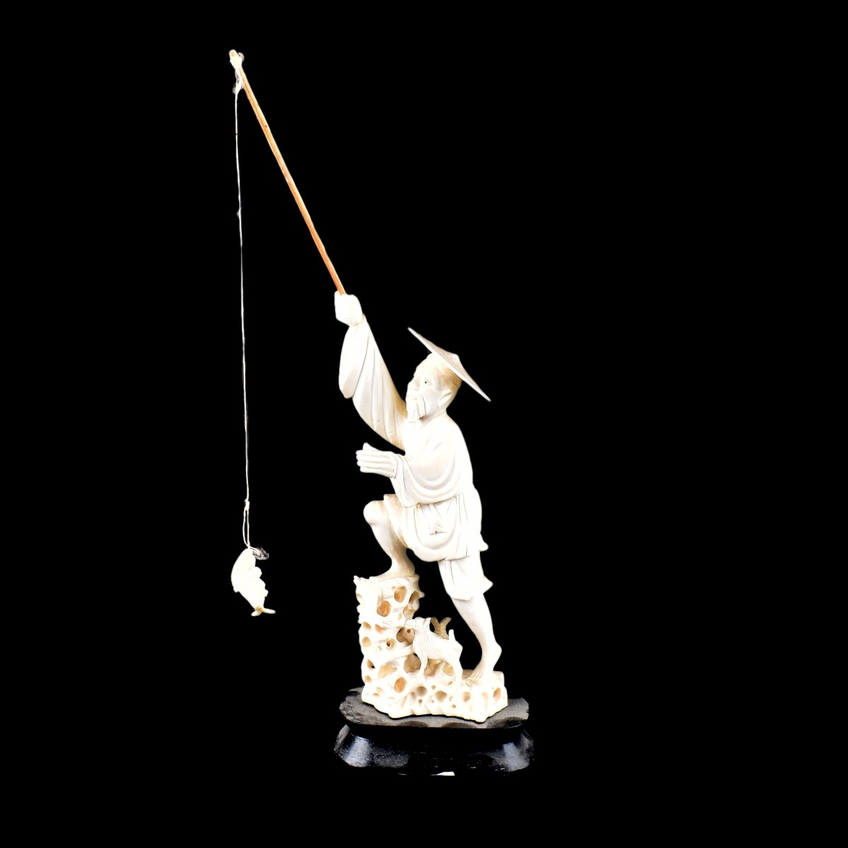 Antique Chinese Carved Ivory Fisherman