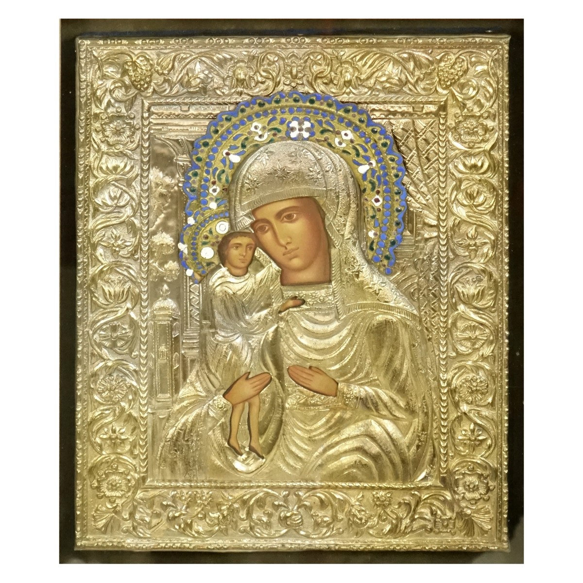 Russian Silver and Enamel Icon