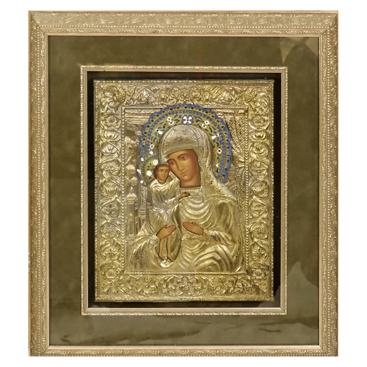 Russian Silver and Enamel Icon