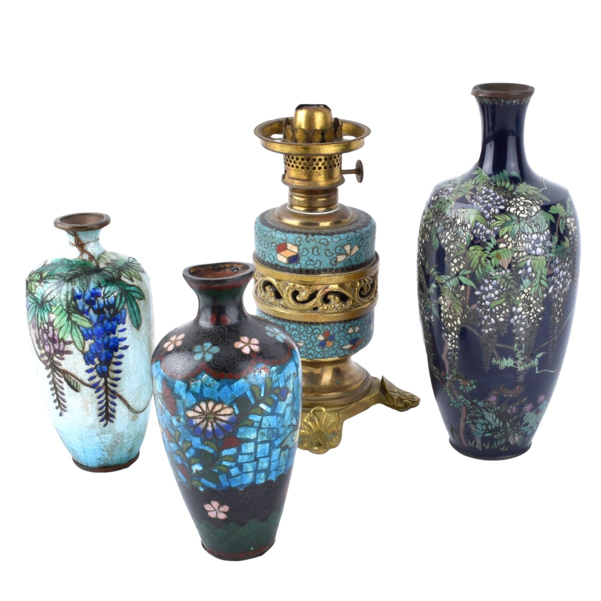 Four (4) Chinese and Japanese Cloisonne Tableware