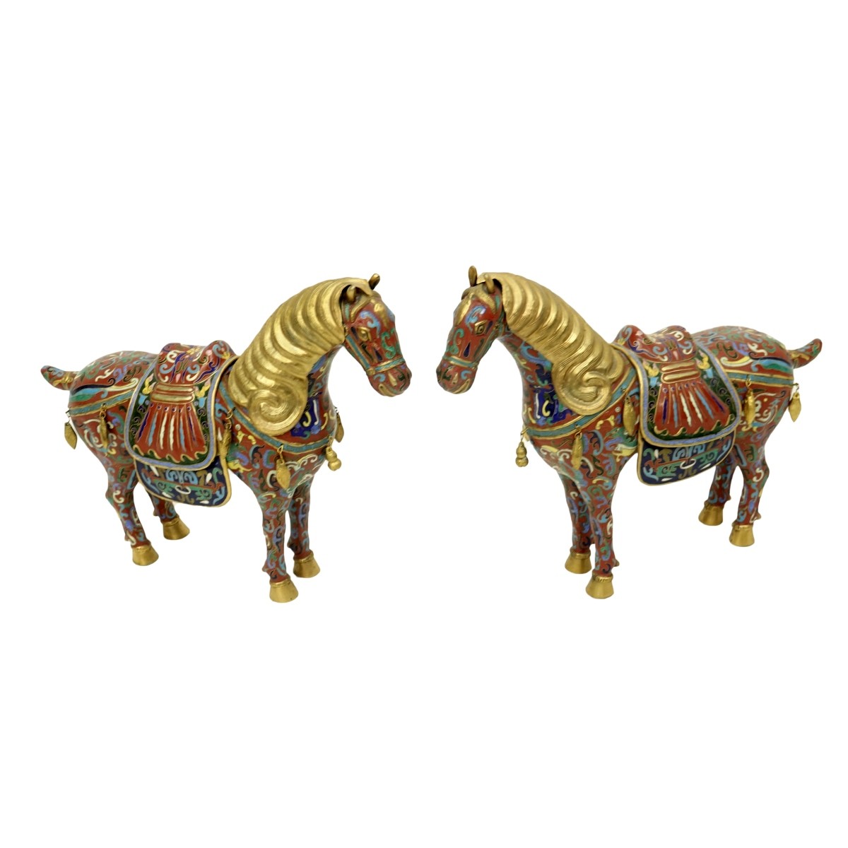 Pair of 19/20th Century Chinese Cloisonne Horses