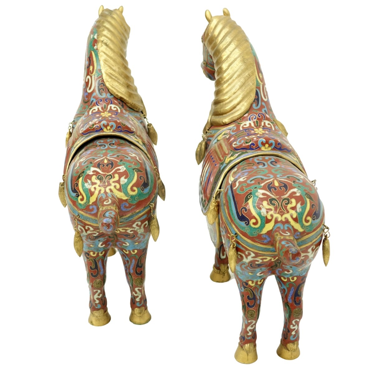 Pair of 19/20th Century Chinese Cloisonne Horses