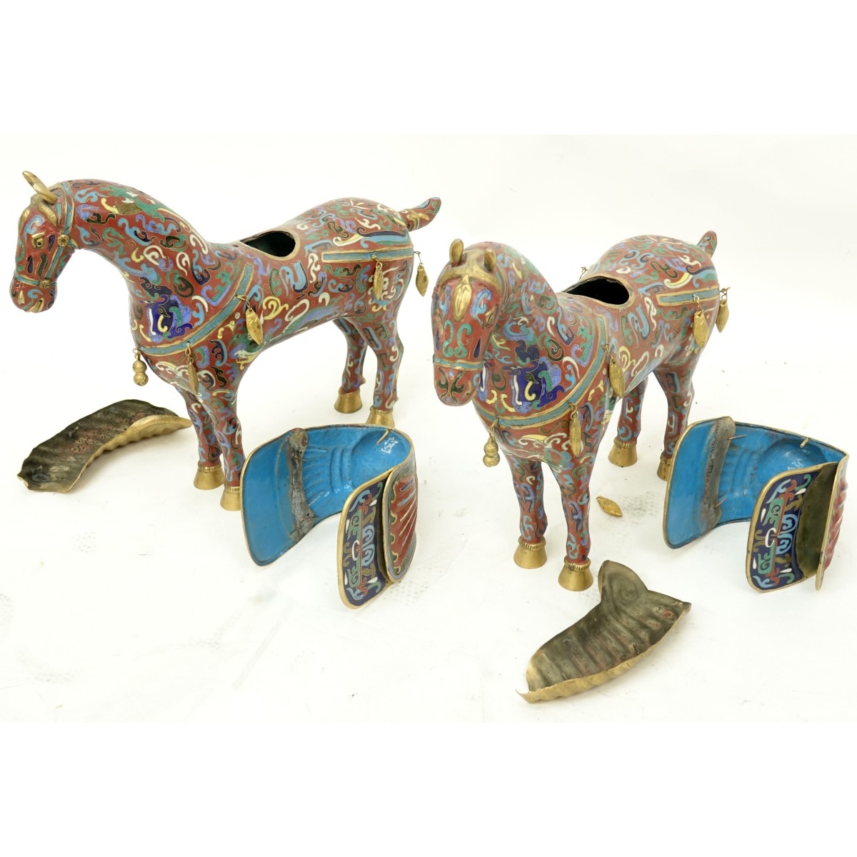 Pair of 19/20th Century Chinese Cloisonne Horses