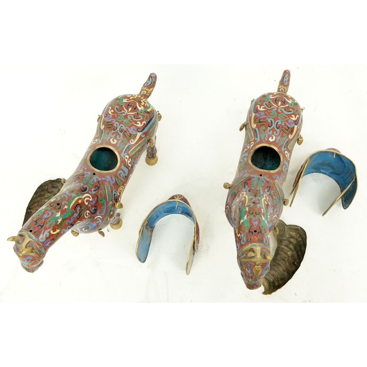 Pair of 19/20th Century Chinese Cloisonne Horses