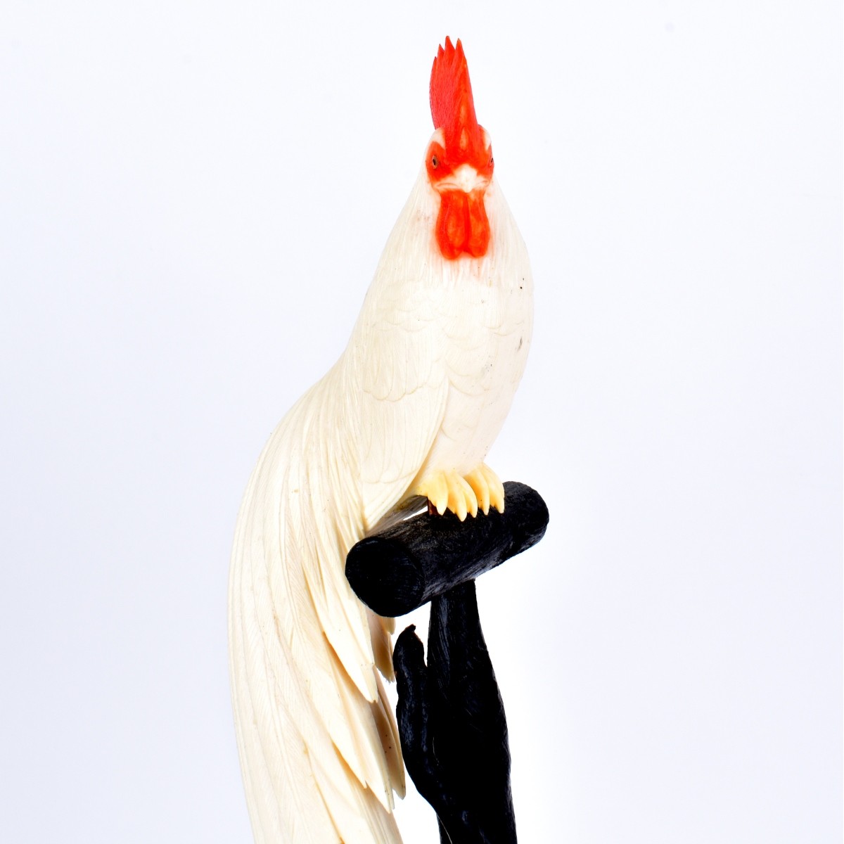 Antique Japanese Carved Ivory Rooster Group