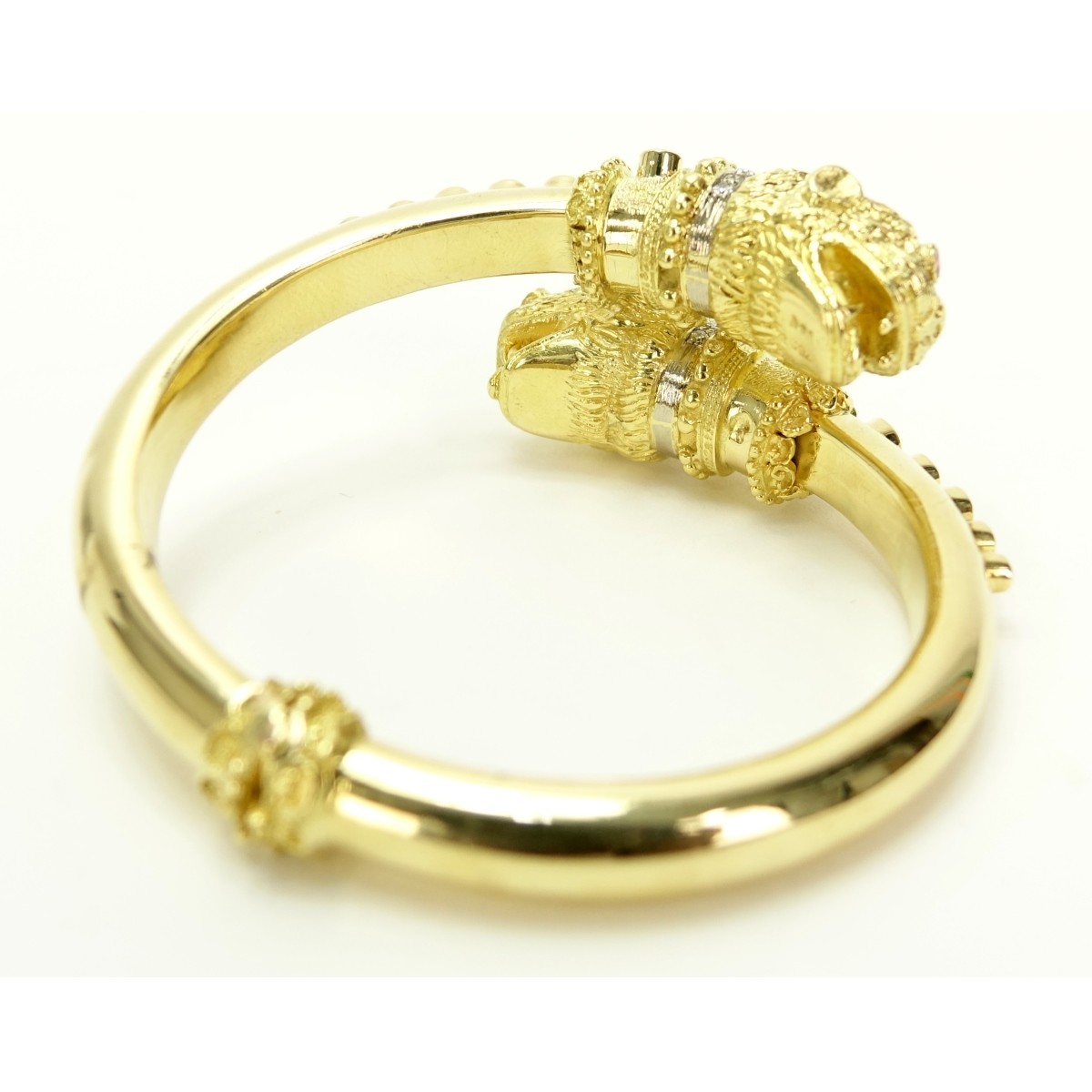 18K, Sapphire, Ruby and Diamond Foo Dog Bangle