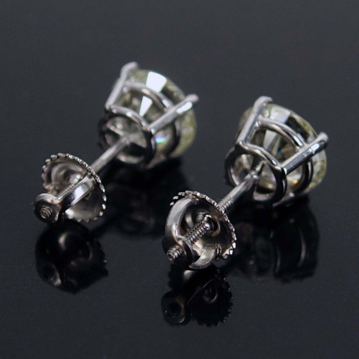 Pair 3.59ct TW Diamond Stud Earrings