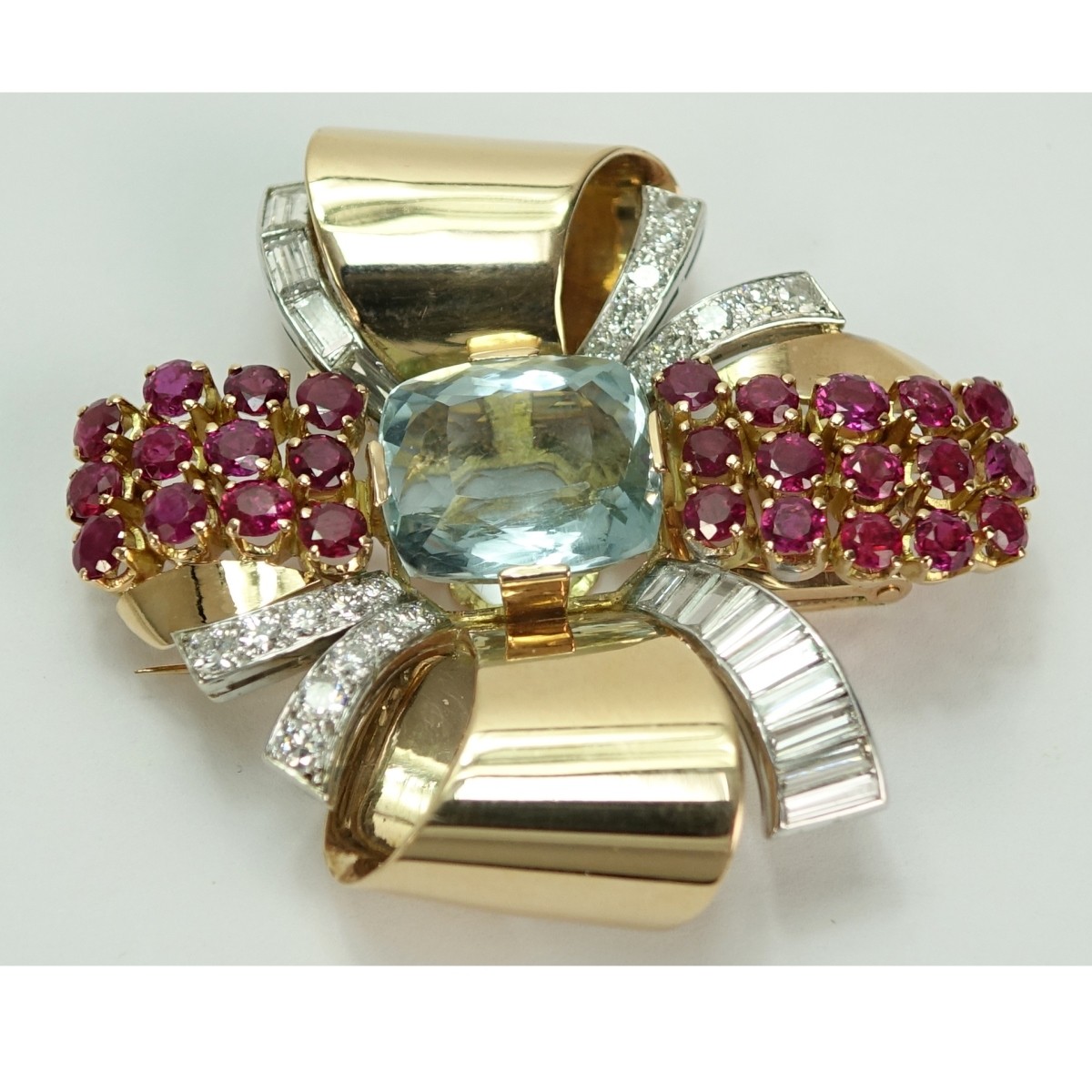 Vintage Gemstone, 18K and Platinum Brooch