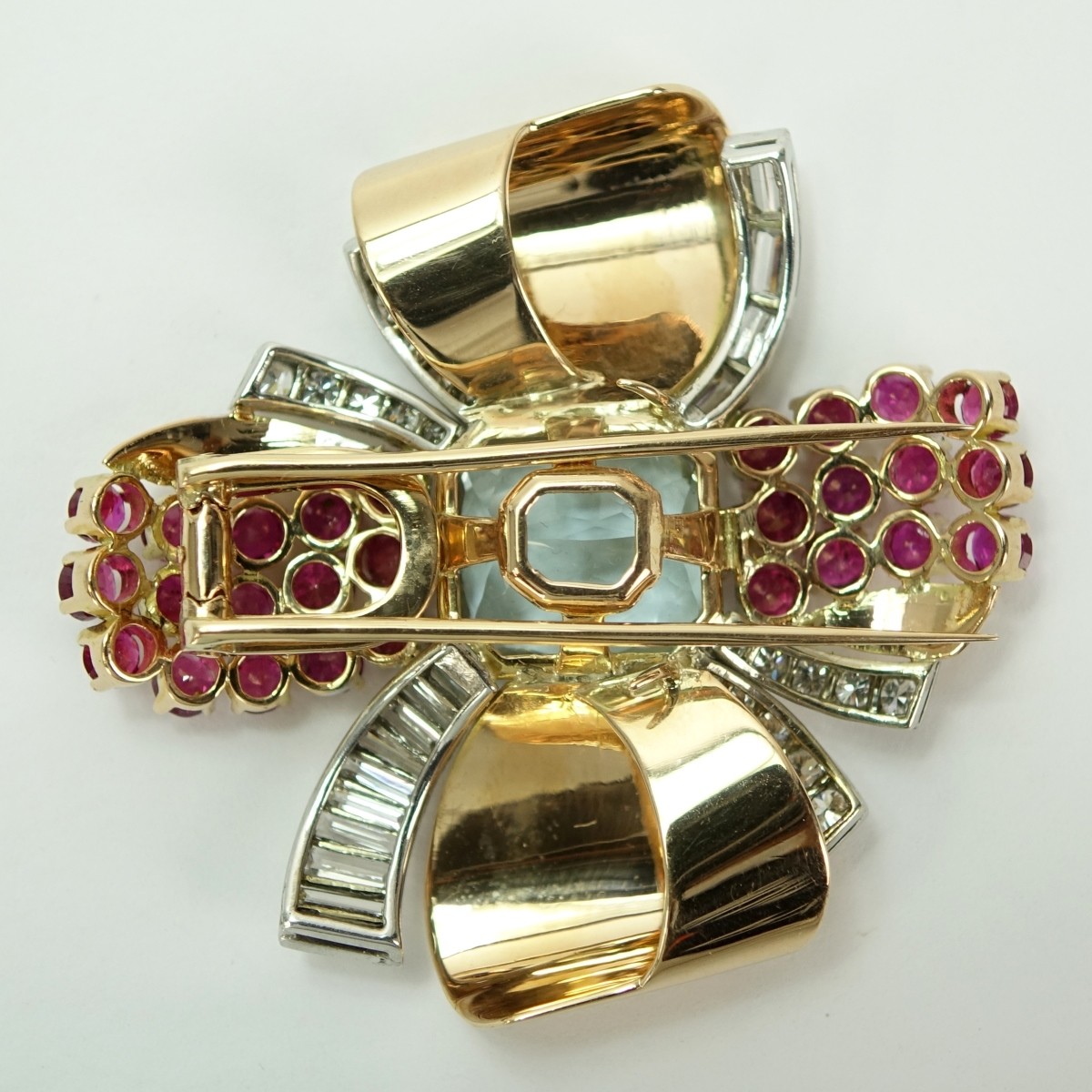 Vintage Gemstone, 18K and Platinum Brooch