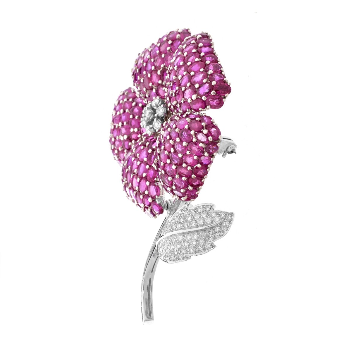 Ruby, Diamond and 18K Brooch