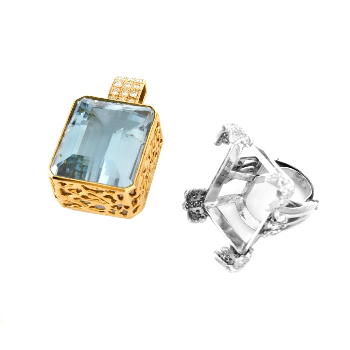 85.39ct Aquamarine, Diamond and 18K Pendant