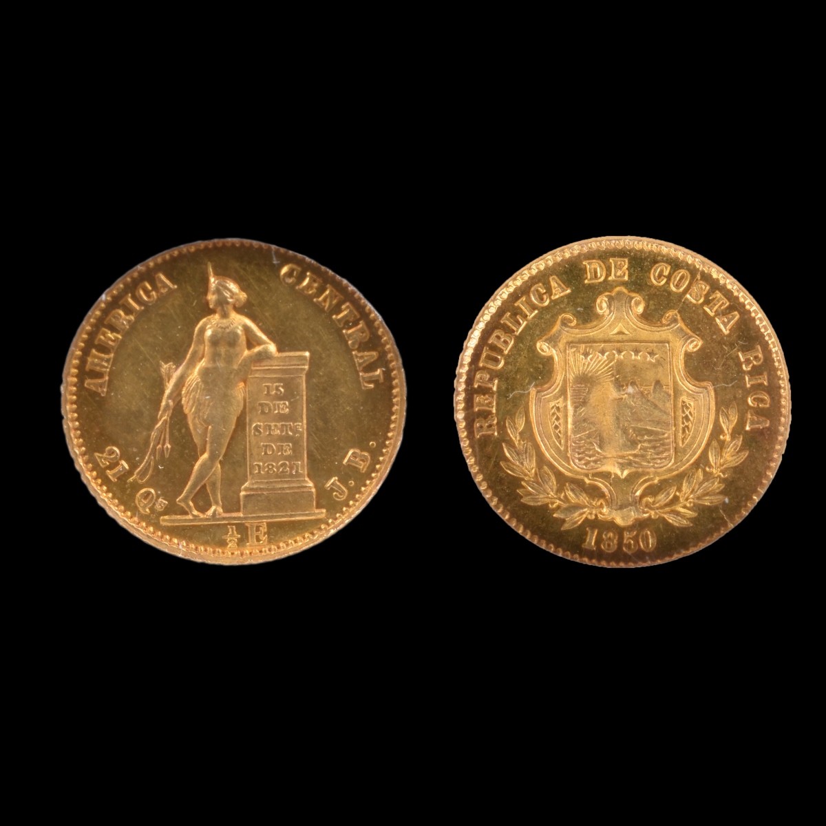 1850 Gold 1/2 Escudo Coin