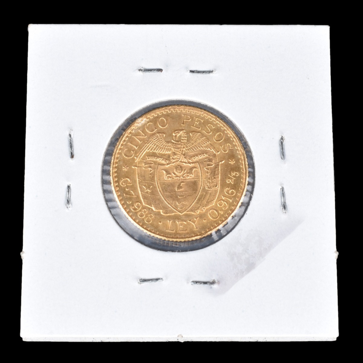 1929 Republic of Colombia Gold 5 Pesos