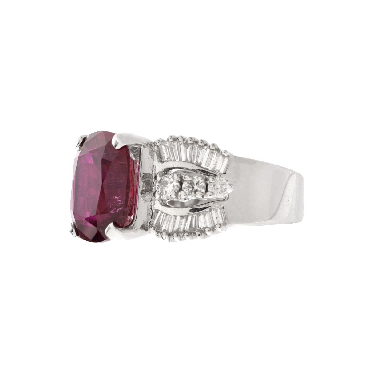 Rubelite, Diamond and 14K Ring