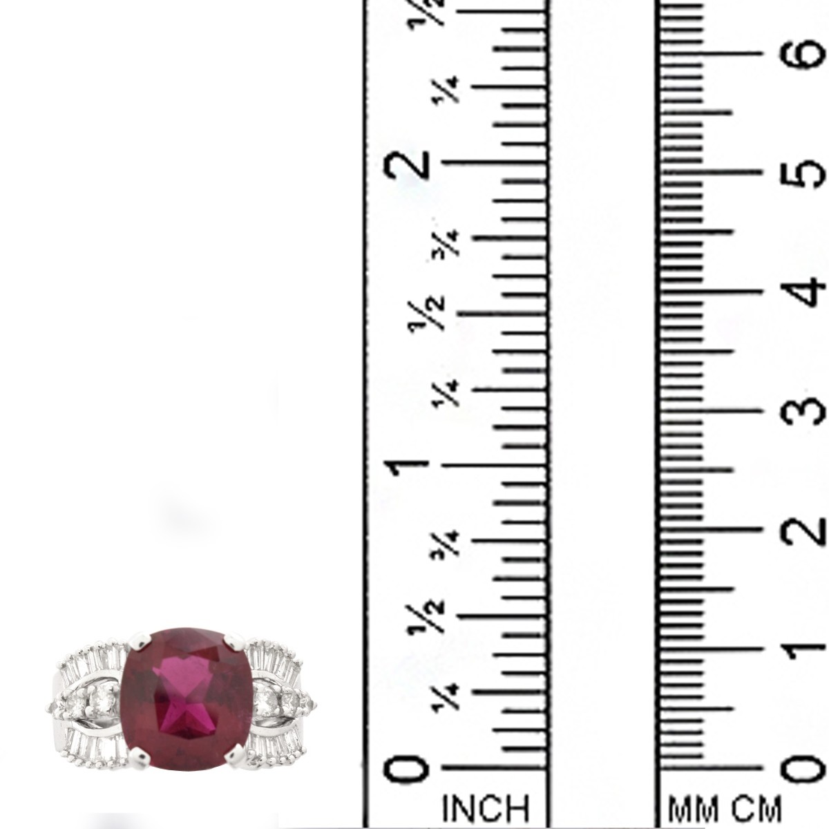 Rubelite, Diamond and 14K Ring