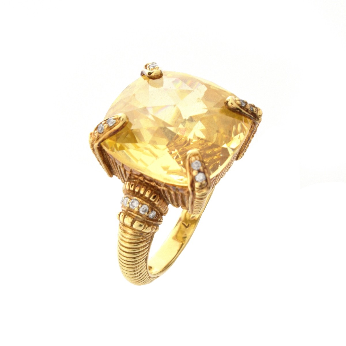 Citrine, Diamond and 14K Ring