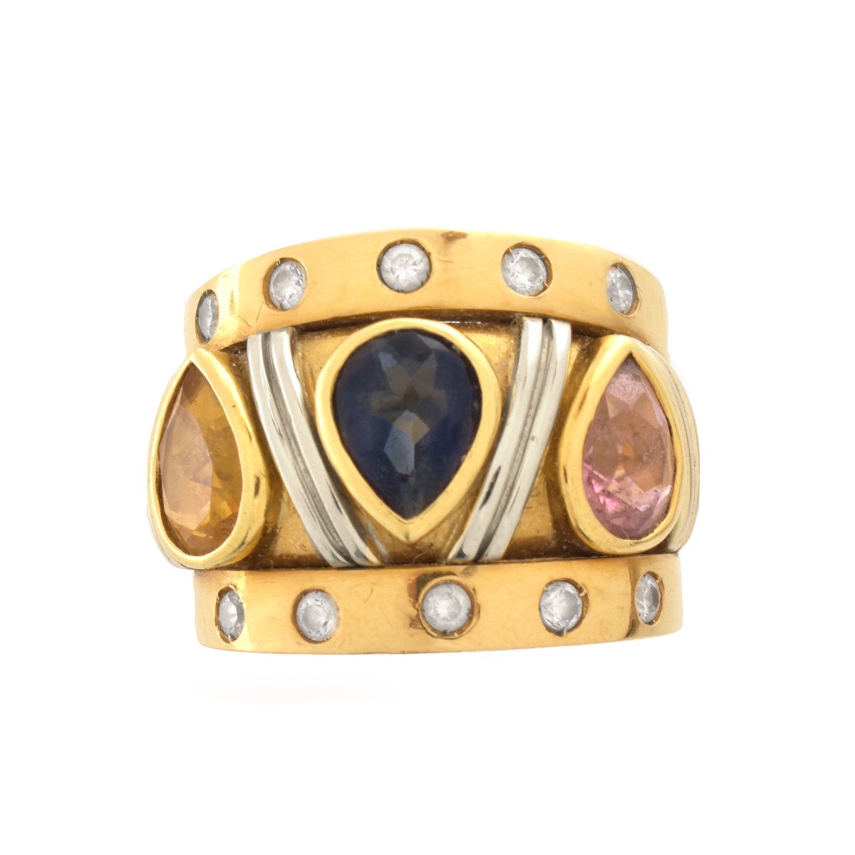 Vintage Sapphire, Diamond and 18K Ring