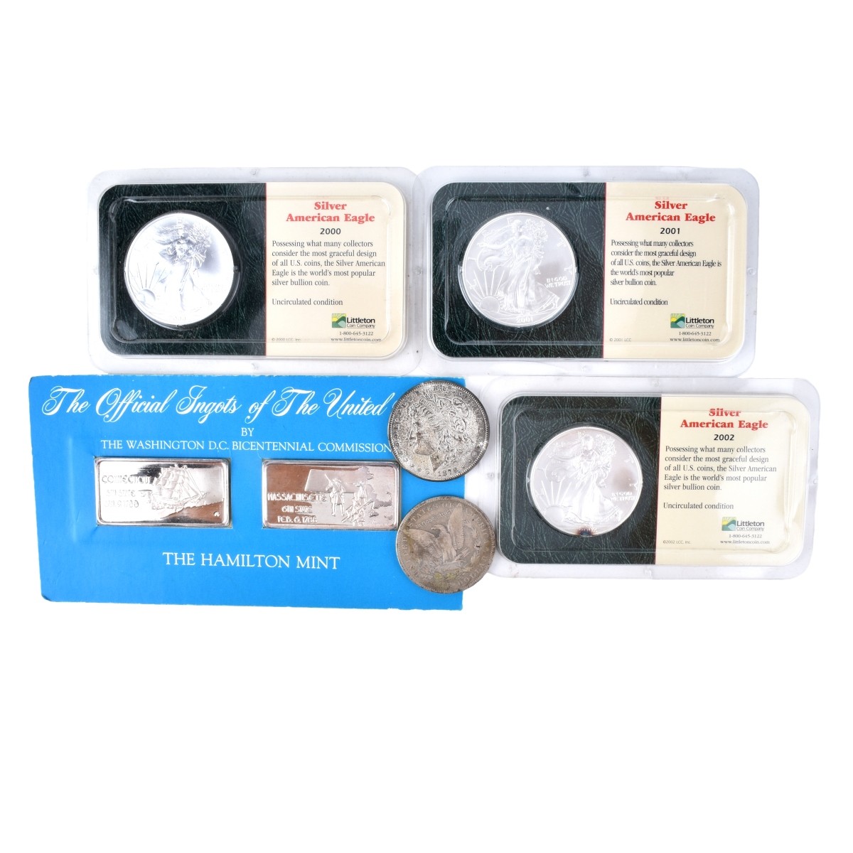 Seven (7) U.S. Silver Dollars & Ingots