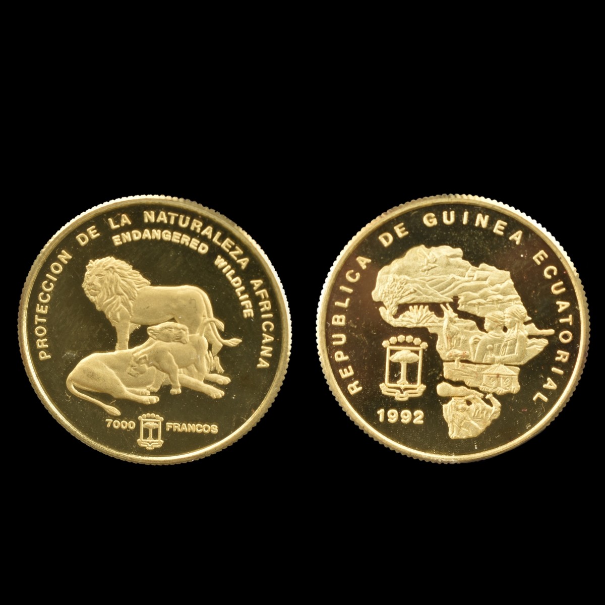 1992 Equatorial Guinea Gold 7000 Francos